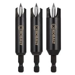 Kobalt Woodboring Drill Bits 3-Piece Assorted Woodboring Plug Cutters Drill Bit Set