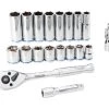 Kobalt Mechanics Tool Sets 19-Piece Metric Polished Chrome Mechanics Tool Set (3/8-in)
