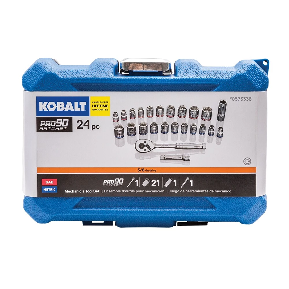Kobalt Mechanics Tool Sets 24-Piece Standard (SAE) and Metric Combination Polished Chrome Mechanics Tool Set (3/8-in) 7 Kobalt Mechanics Tool Sets 24-Piece Standard (SAE) and Metric Combination Polished Chrome Mechanics Tool Set (3/8-in) - Image 7