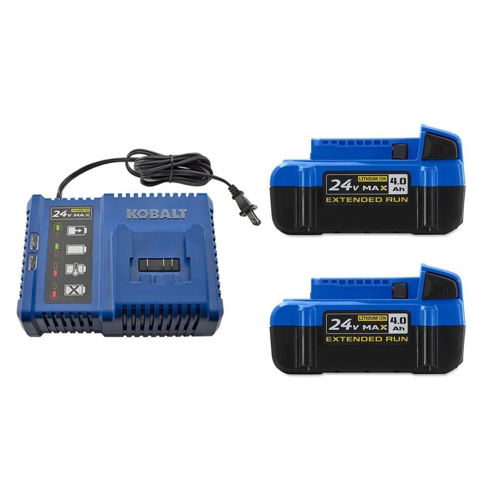 Kobalt Power Tool Batteries & Chargers 24-Volt Max 2-Pack 4 Amp-Hour; 4 Amp-Hour Lithium Power Tool Battery Kit (Charger Included) 1 Kobalt Power Tool Batteries & Chargers 24-Volt Max 2-Pack 4 Amp-Hour; 4 Amp-Hour Lithium Power Tool Battery Kit (Charger Included)
