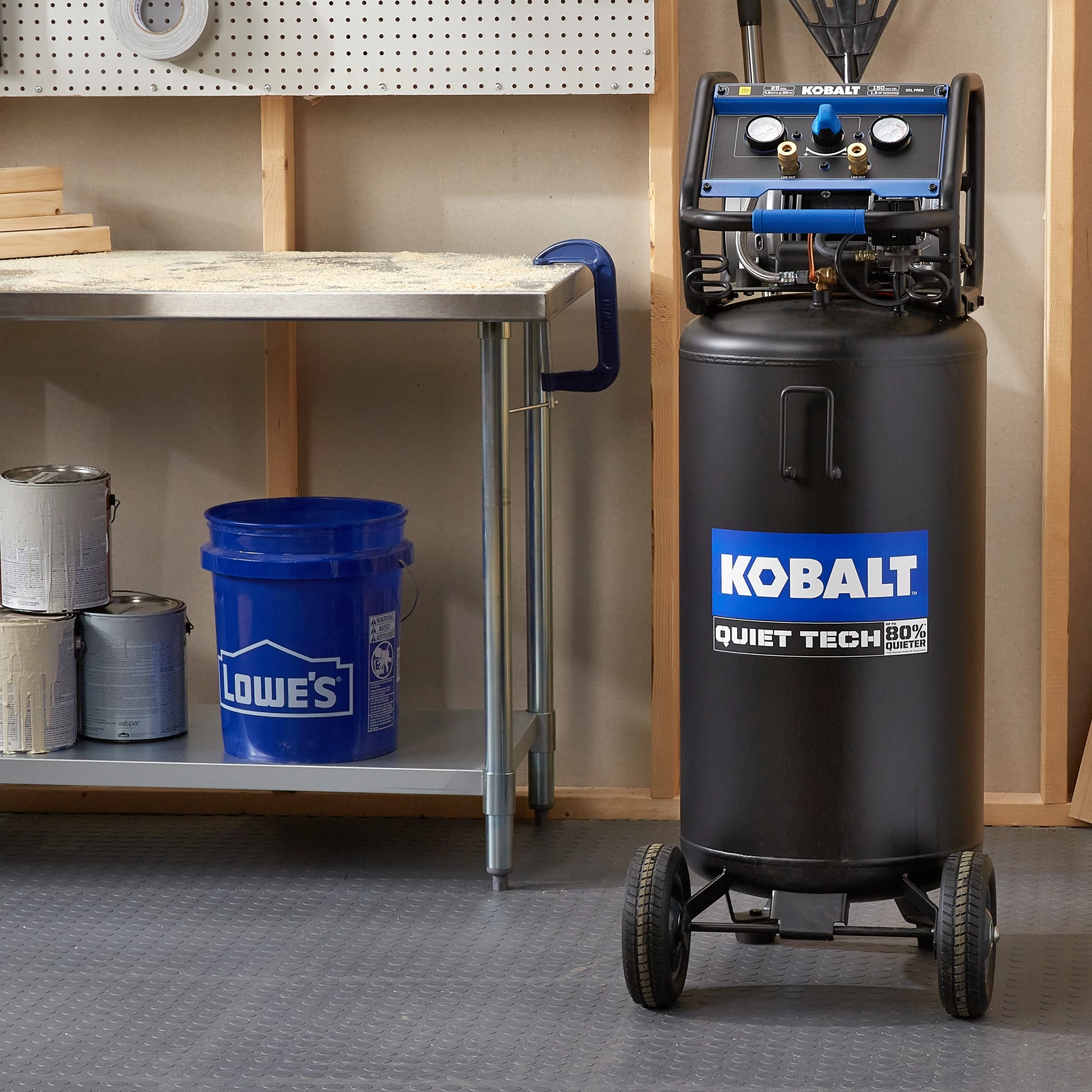 Kobalt Air Compressors Quiet Tech 26-Gallon Single Stage Portable Corded Electric Vertical Air Compressor 5 Kobalt Air Compressors Quiet Tech 26-Gallon Single Stage Portable Corded Electric Vertical Air Compressor - Image 5