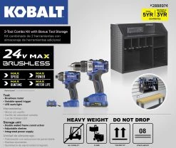 Kobalt Power Tool Combo Kits 2-Tool 24-Volt Max Brushless Power Tool Combo Kit Case (1-Battery Included and Charger Included) -Hot Sale Kobalt Shop 42156025