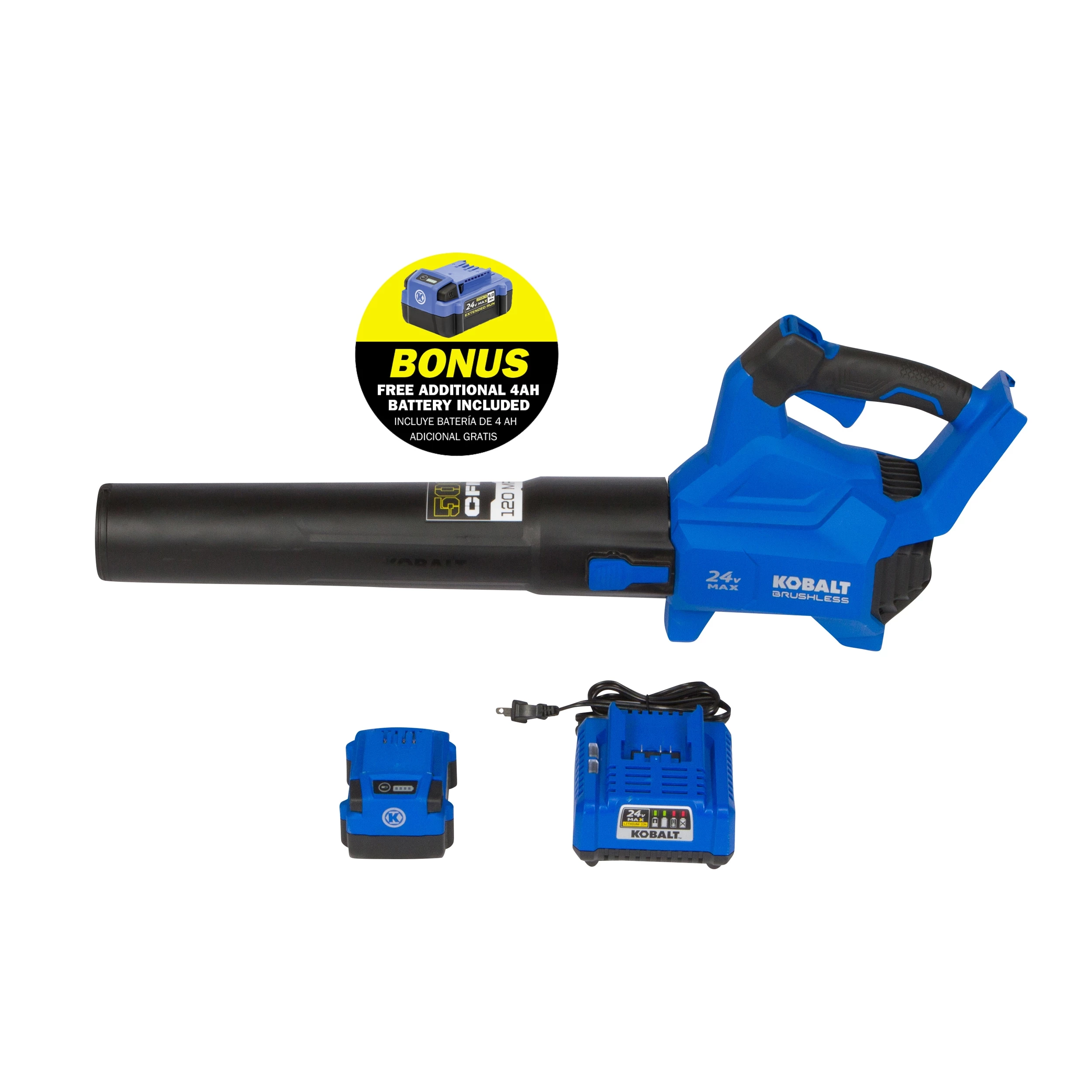 Kobalt Cordless Electric Leaf Blowers 24-volt 500-CFM Brushless Handheld Cordless Electric Leaf Blower 4 Ah (Battery & Charger Included) 1 Kobalt Cordless Electric Leaf Blowers 24-volt 500-CFM Brushless Handheld Cordless Electric Leaf Blower 4 Ah (Battery & Charger Included)