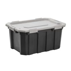 Kobalt Plastic Storage Totes X-large 24-Gallon (96-Quart) Grey Tote Latching Lid
