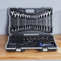 Kobalt Mechanics Tool Sets Universal 115-Piece Standard (SAE) and Metric Combination Matte Mechanics Tool Set (1/4-in; 3/8-in) -Hot Sale Kobalt Shop 45373527